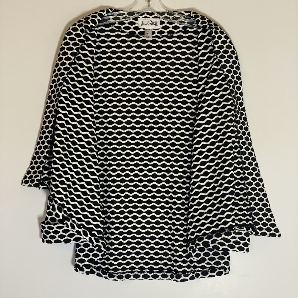 Joseph Ribkoff Jacket Womens 10 Black White Art to Wear Striped Button Classy - Picture 9 of 14